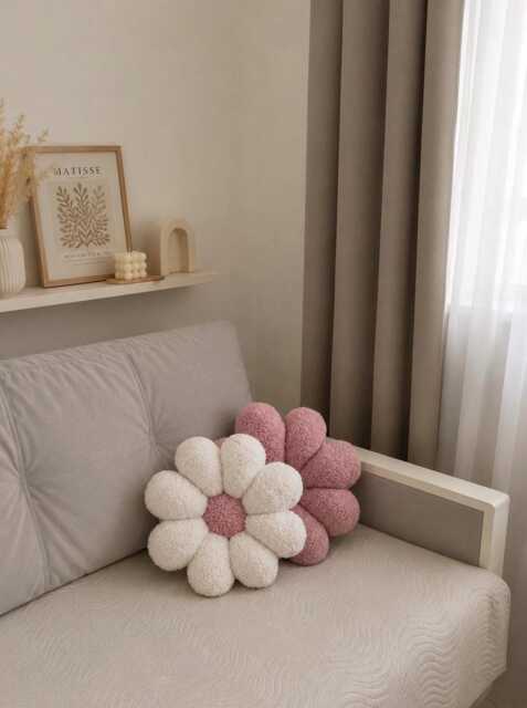 Flower Shaped Pillow - Kids Room Decor - 24 Color Mix Chamomile Boucle Decorative - image 1