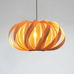 Pendant Light Wood Lamp With Ash Veneer Twisted Ceiling Light, Lampshade, Natural & Unique - thumbnail 3