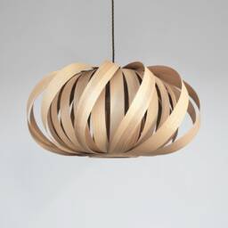 Pendant Light Wood Lamp With Ash Veneer Twisted Ceiling Light, Lampshade, Natural & Unique - thumbnail 2