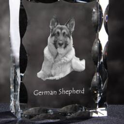 German Shepherd, Cubic Crystal With Dog, Souvenir, Decoration, Limited Edition, Collection - thumbnail 2