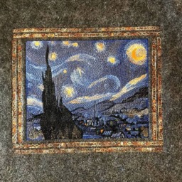 starry Night Embroidered Tapestry - Embroidered Wall Art - thumbnail 4