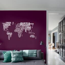 Large World Map Wall Decal Modern Office Decor, Travel Stickers C081 - thumbnail 3