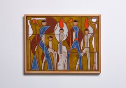 Figures Wall Art Tile Modern Handpainted Ceramic Plaque Relief Painting Housewarming Gifts Family Reunion Cottagecore Abstract - thumbnail 1