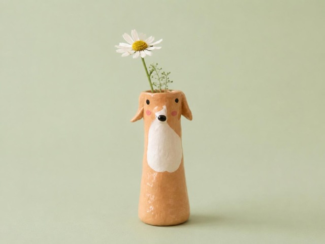 Tiny Greyhound Vase - Handmade Dog Bud Whimsical Decor Small Flower Gift For Lovers - image 1