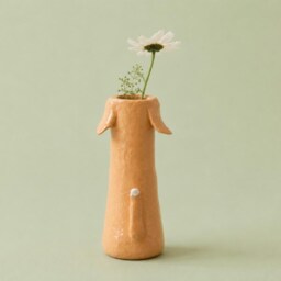 Tiny Greyhound Vase - Handmade Dog Bud Whimsical Decor Small Flower Gift For Lovers - thumbnail 2