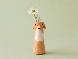 Tiny Greyhound Vase - Handmade Dog Bud Whimsical Decor Small Flower Gift For Lovers