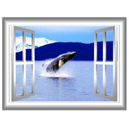 Humpback Whale Wall Decal Ocean Scene Window Mural - Vwaq Gj95 - thumbnail 2