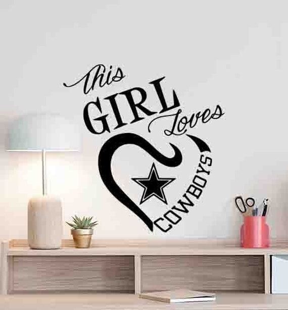 This Girl Loves Cowboys Wall Decal Poster Vinyl Sticker Bedroom Sign Heart Girlfriend Gifts Decor Love Art Home Mural St - image 1