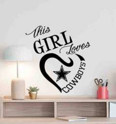 This Girl Loves Cowboys Wall Decal Poster Vinyl Sticker Bedroom Sign Heart Girlfriend Gifts Decor Love Art Home Mural St - thumbnail 1