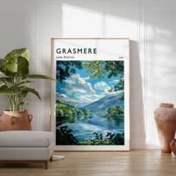 Grasmere Lake District Print Cumbria Travel Poster, UK Wall Art - thumbnail 2