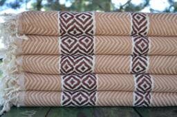Turkish Peshtemal, Light Brown Towel, Peshtemal, Cotton Towel, Spa Towel, Soft Towel, Beach Towel, Turkish Towel, 40''x70'', B4-Ba??ak