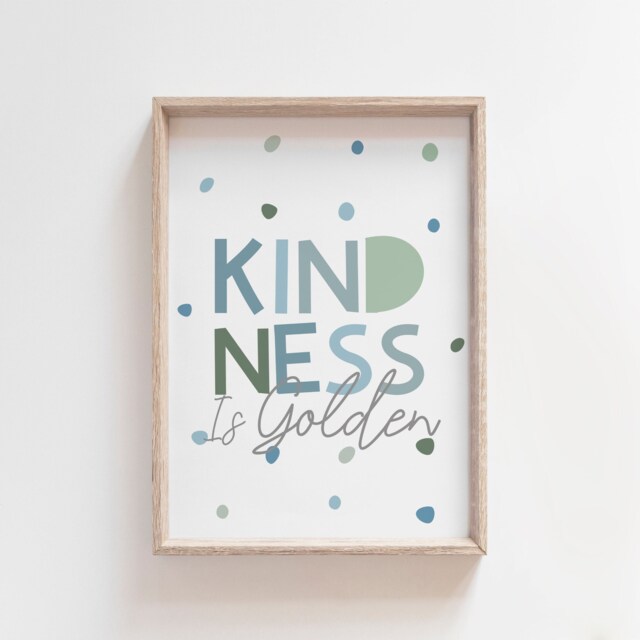 Boys Pastel Blue Nursery Prints, Be Kind Print, Quotes, Bedroom Decor, Wall Art, Motivational Quotes - image 1