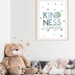 Boys Pastel Blue Nursery Prints, Be Kind Print, Quotes, Bedroom Decor, Wall Art, Motivational Quotes - thumbnail 2