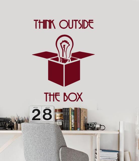 Wall Vinyl Decal Office Space Inspirational Quote Think Outside The Box Motivational Decor For Home Or - #1207Dz - image 1