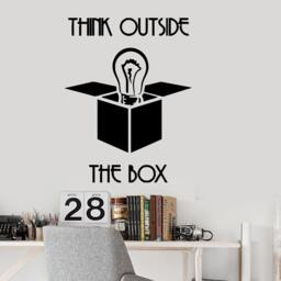 Wall Vinyl Decal Office Space Inspirational Quote Think Outside The Box Motivational Decor For Home Or - #1207Dz - thumbnail 2