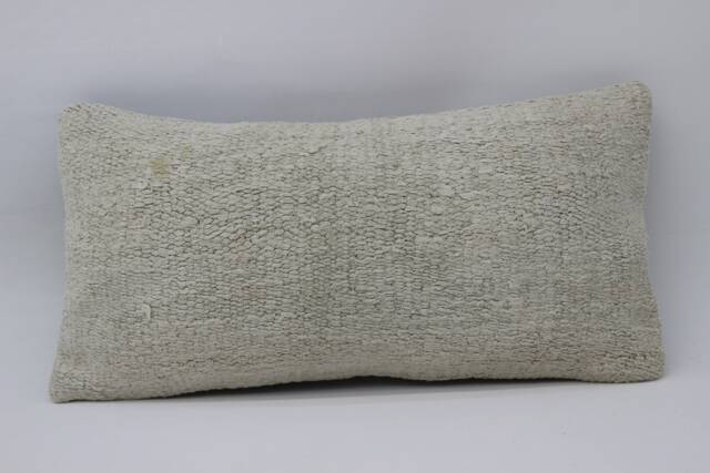 Handmade Turkish Kilim Lumbar Pillow Cover, Organic Wool, 10x20 - image 1