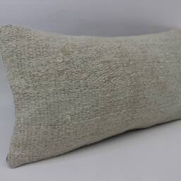 Handmade Turkish Kilim Lumbar Pillow Cover, Organic Wool, 10x20 - thumbnail 3