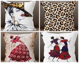Decorative Women Face Cushion Cover/Modern Case/Native Ladies Design Pillow Cover/Art Deco Throw Case/Housewarming Gift - thumbnail 1