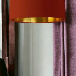 New High Quality Luxury Terracotta Red 35 Cotton Drum Fabric Lamp Shade Pendant Light Shape With Metallic Linings - thumbnail 3
