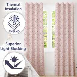Cute Pink Cupcake Dessert Seamless Pattern Soft Background Readymade Eyelet Ring Top Thermal 100% Blackout Curtains - thumbnail 3