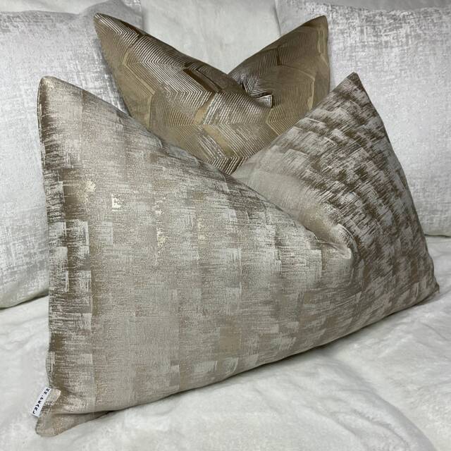 "Exclusive Collection Neoma Wheat Gold Cushion Cover, Decorative Pillow 12"" X 20" - image 1