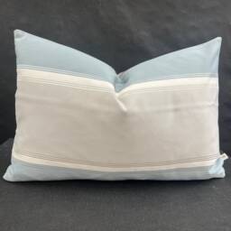 Luxury Designer Pale Blue Putty Striped Cushion Pillow Cover - thumbnail 1