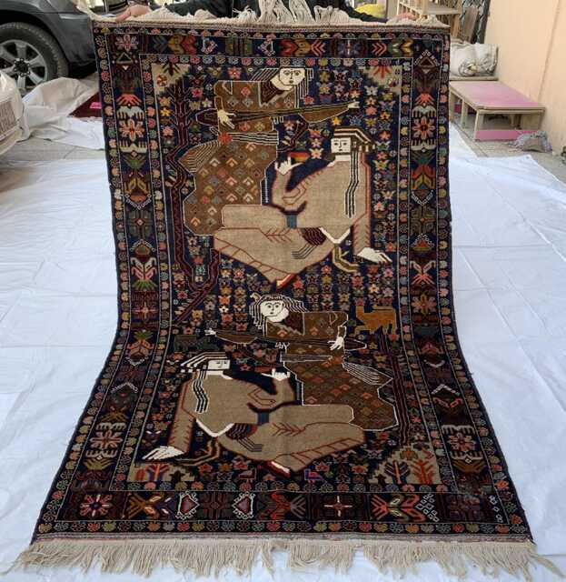 Romeo Juliet Pictorial Rug Handwoven Wool Persian Carpet - 6.7 X 4.5 Ft - image 1
