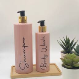 Personalised Pink Tubular Soap Dispenser Bottle With Black/Gold Pump 250Ml & 500Ml - thumbnail 2