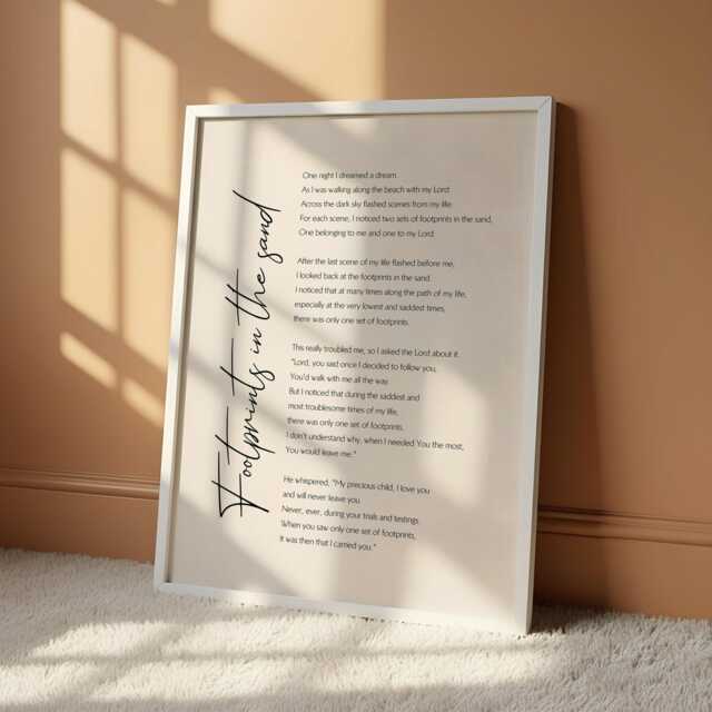 Footprints in The Sand Poem Print - Christian Wall Art Gift - image 1