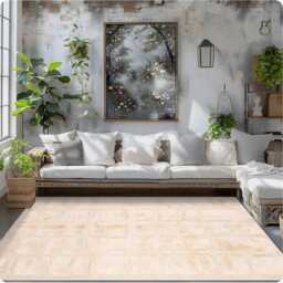 Authentic Hand Tufted White Moroccan Rug, Shag Custom Made Carpet, Large Area Berber Rug - thumbnail 4