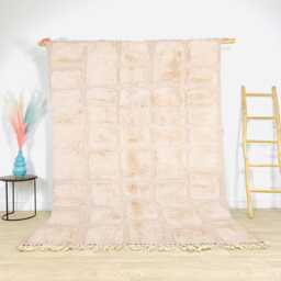 Authentic Hand Tufted White Moroccan Rug, Shag Custom Made Carpet, Large Area Berber Rug - thumbnail 1