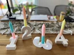 Advent Numbers 1-4 Wreath Candle Holder Candlestick Table Decoration Made Of Cast Concrete White - Boho Christmas Gift
