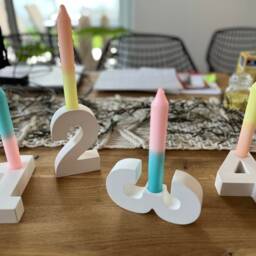 Advent Numbers 1-4 Wreath Candle Holder Candlestick Table Decoration Made Of Cast Concrete White - Boho Christmas Gift - thumbnail 4
