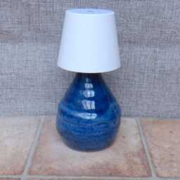 Handmade Table Lamp Base Wheel Thrown Stoneware Ceramic Cobalt Blue Glazes Rechargeable Light Bedside - thumbnail 1