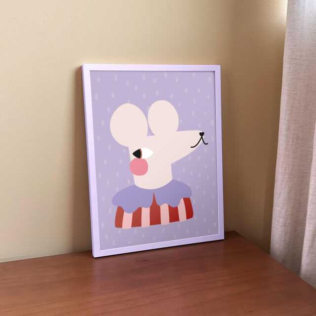 Mouse Nursery Wall Art - Whimsical Poster For Kids, Illustrated Animal Print - image 1