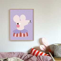 Mouse Nursery Wall Art - Whimsical Poster For Kids, Illustrated Animal Print - thumbnail 3