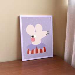 Mouse Nursery Wall Art - Whimsical Poster For Kids, Illustrated Animal Print - thumbnail 1