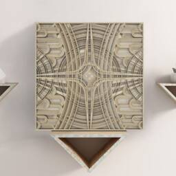 Twilight Layered Wood Panel, Modern Handmade Wall Hanging, Minimalist Decor For Home & Office - thumbnail 1