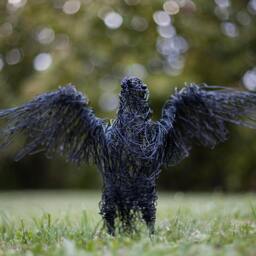 Wire Bird, Bird Figurine, Black Decor, Flying Raven Art, Majestic Outspread Wings Hero Gift, Home Decor - thumbnail 2