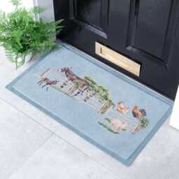 Donkey Farm Yard Doormat Recycled PVC, Anti-Slip Indoor Outdoor Mat - 70x40cm - thumbnail 1