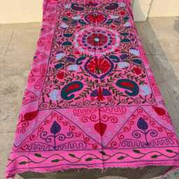 Handcrafted Suzani Quilt - Cotton Fabric, Ethnic Bohemian Embroidery, Reversible Bed Or Sofa Cover - thumbnail 2
