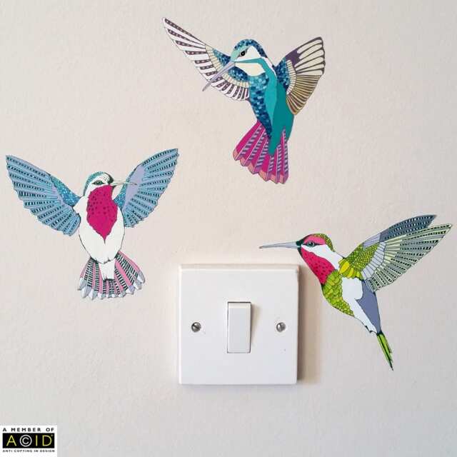 Hummingbird Wall Stickers, Nursery Gift For Her, Boho Bird Sticker, Tropical Decor, Jungle Decal - image 1