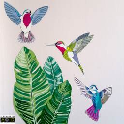 Hummingbird Wall Stickers, Nursery Gift For Her, Boho Bird Sticker, Tropical Decor, Jungle Decal - thumbnail 2