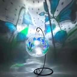 Hand-Painted Bluebells Glass Candle Holder With Metal Stand