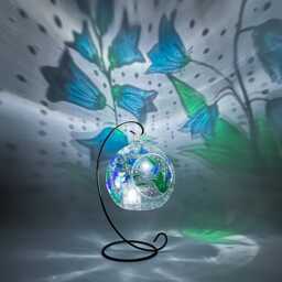 Hand-Painted Bluebells Glass Candle Holder With Metal Stand - thumbnail 4