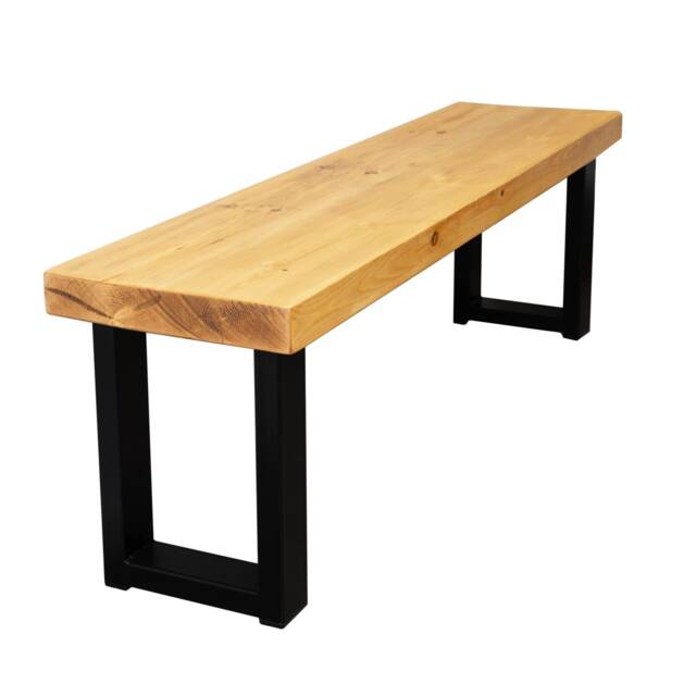 Chunky Rustic Bench With Square Legs - Industrial Reclaimed Timber Style - image 1