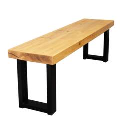Chunky Rustic Bench With Square Legs - Industrial Reclaimed Timber Style - thumbnail 1