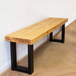Chunky Rustic Bench With Square Legs - Industrial Reclaimed Timber Style - thumbnail 2