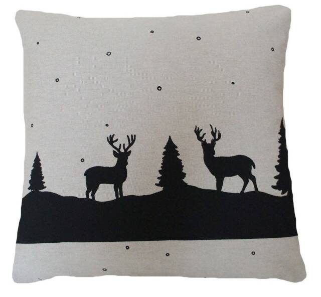 Deer Silhouette Linen Cushion Cover - Rustic Woodland Pillow Case - image 1