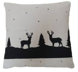 Deer Silhouette Linen Cushion Cover - Rustic Woodland Pillow Case - thumbnail 1